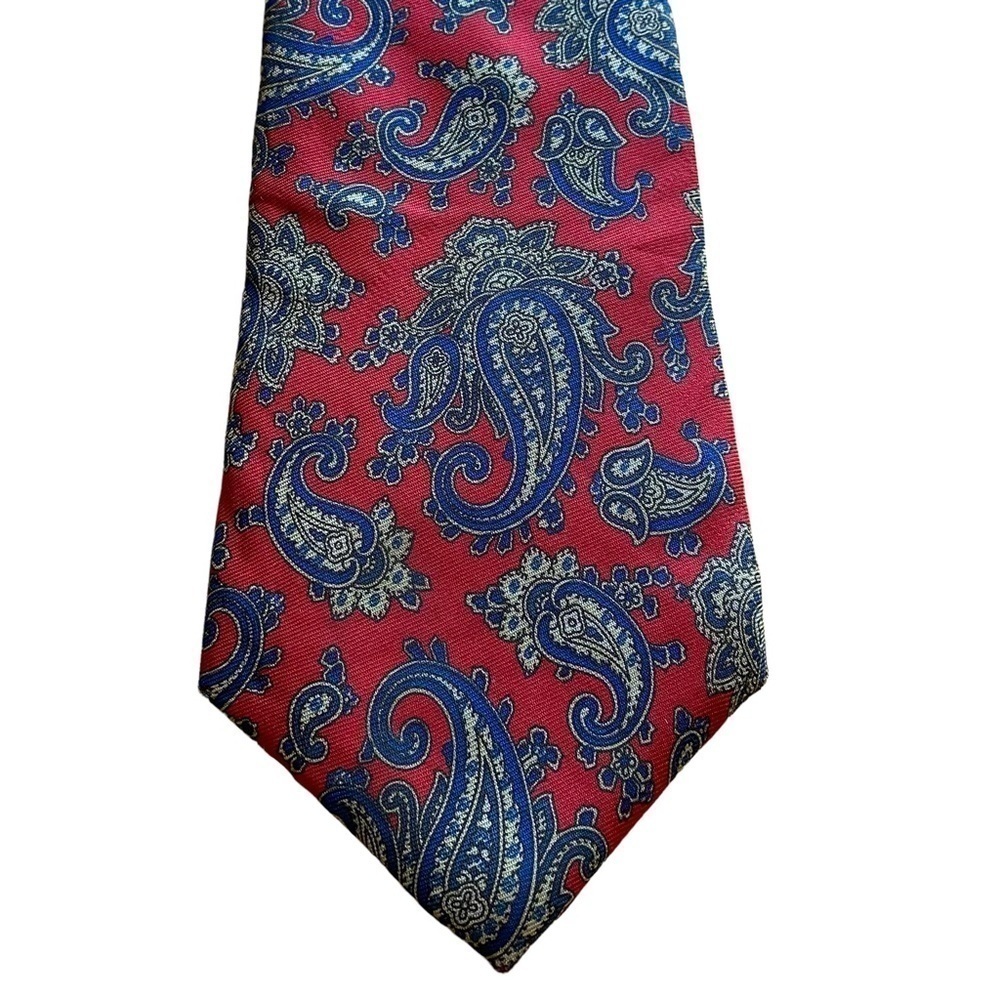 Vintage Silk Bert Pulitzer red blue gold paisley tie made in USA